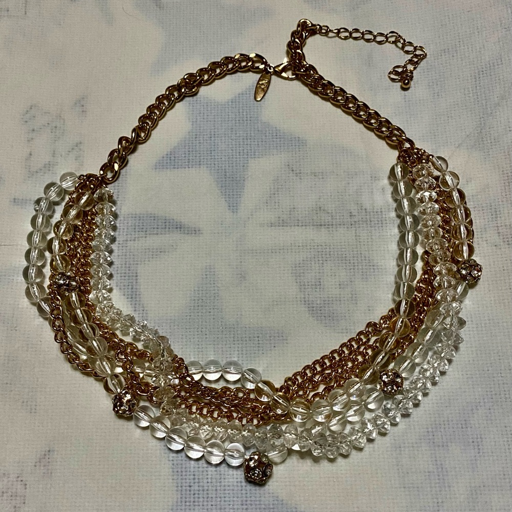 Elegant Gold and Clear Beaded Necklace
